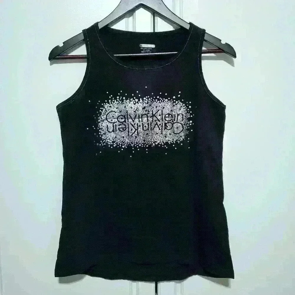 Calvin Klein Tank Top Womens M with Shimmering Sparkle Print